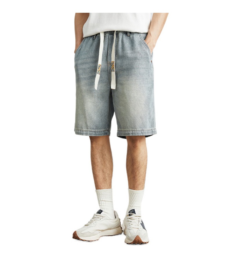 2024 Tempo Libero Sciolto Denim Short Semplice Dritto Uomini - YJH2611